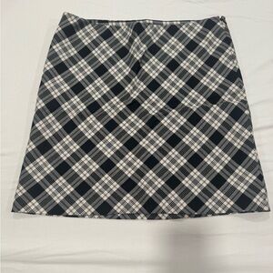 Nautica Black and Cream Plaid Mini Skirt